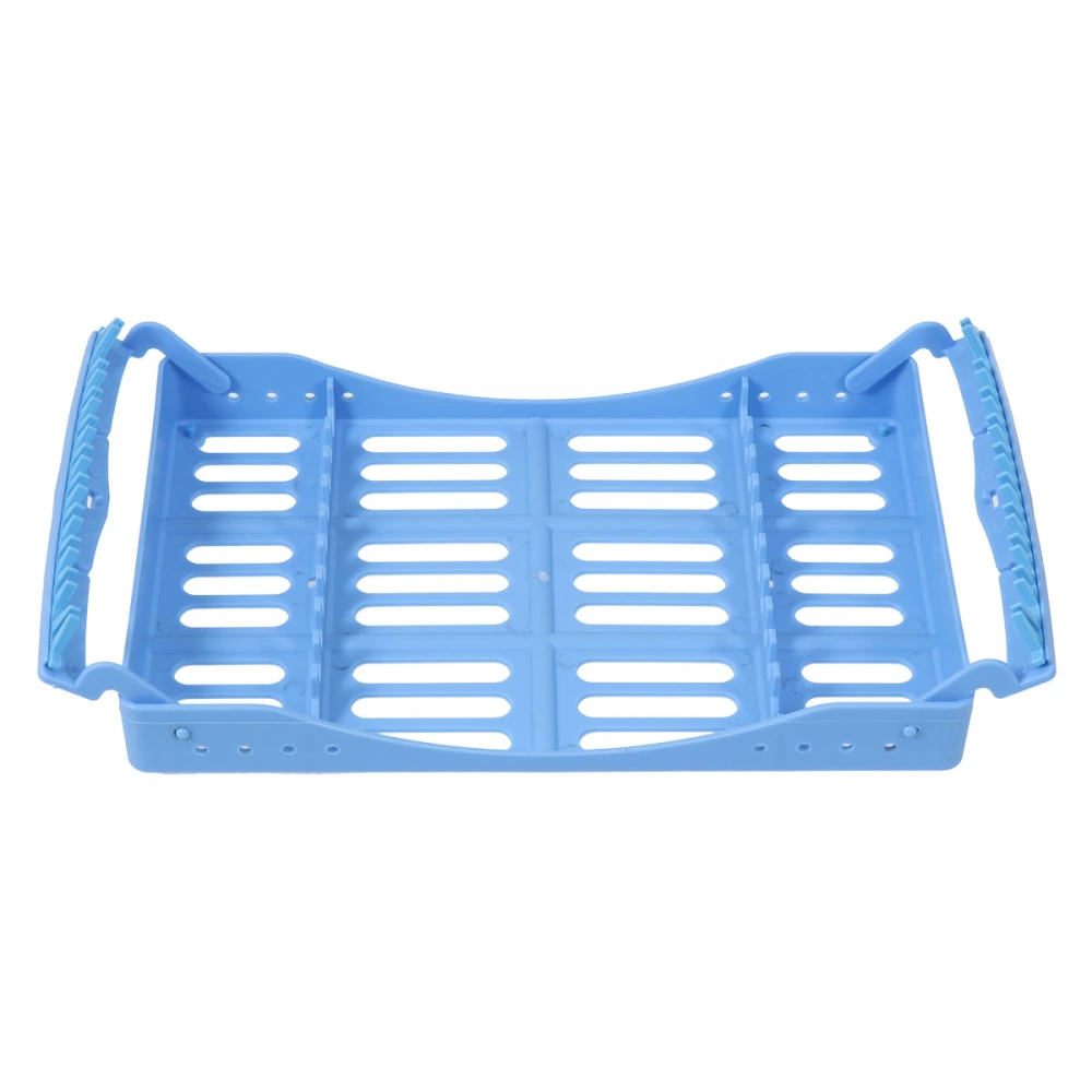 1pc Dental Plastic Sterilization Rack Surgical Sterilization Box Disinfection Tray for 10 Tools Storage (Blue)