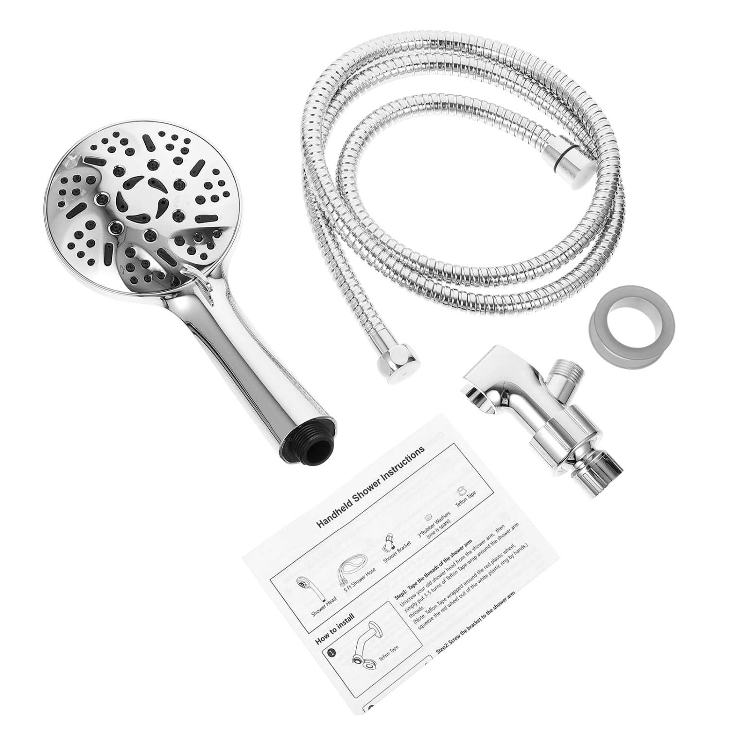 1 Set High Pressure Shower Head Stainless Steel Shower Sprinkler Handheld Shower Head