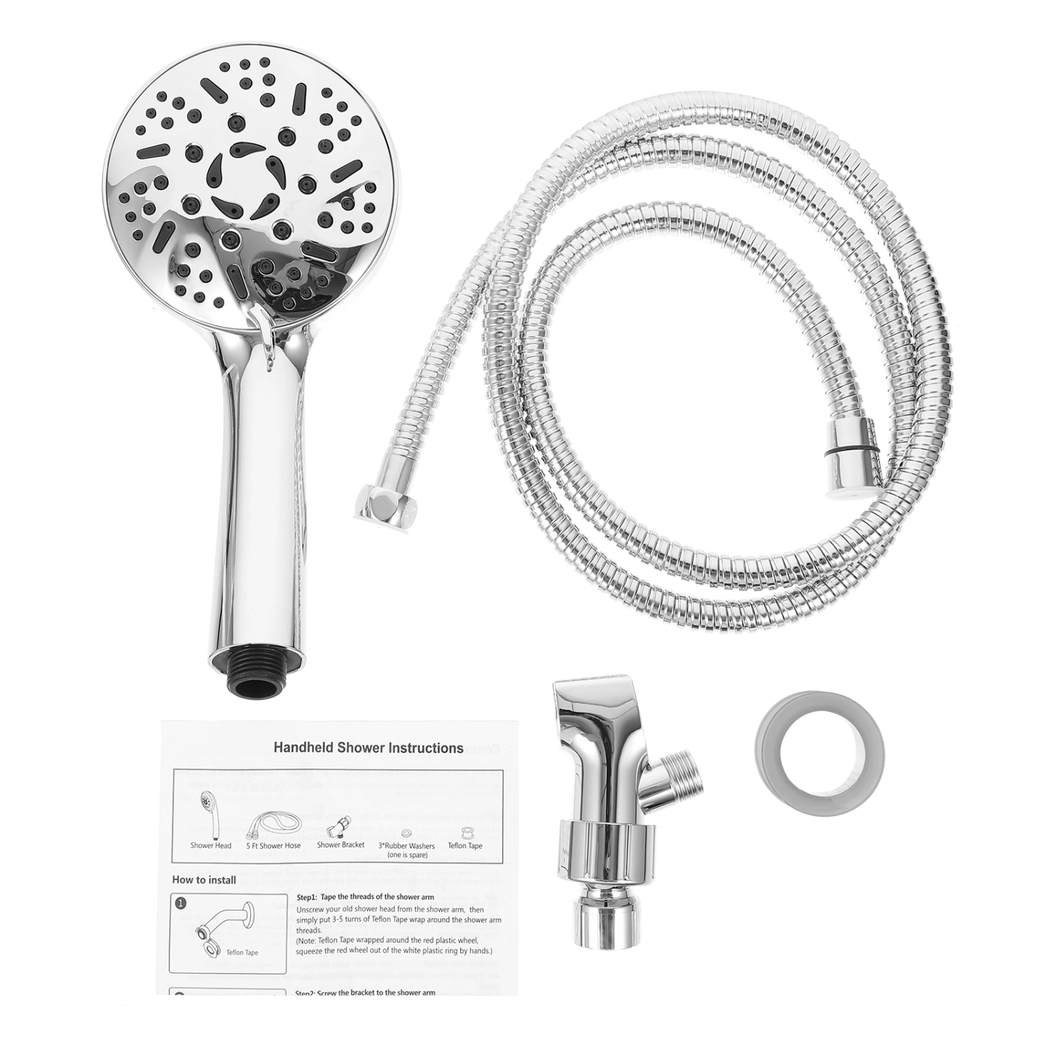 1 Set High Pressure Shower Head Stainless Steel Shower Sprinkler Handheld Shower Head