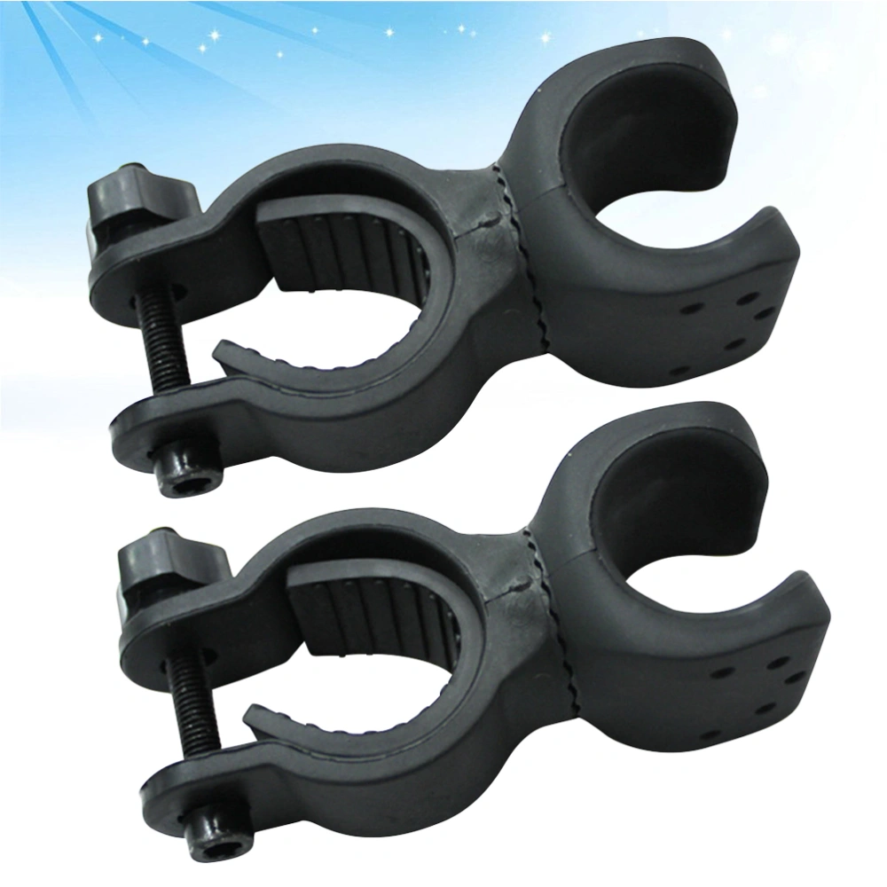 2pcs 360 Degree Rotational Bike Flashlight Mount Holder Adjustable Lightwight Rubber HandleBar Extender Bike Bracket Clip Clamp (Black)