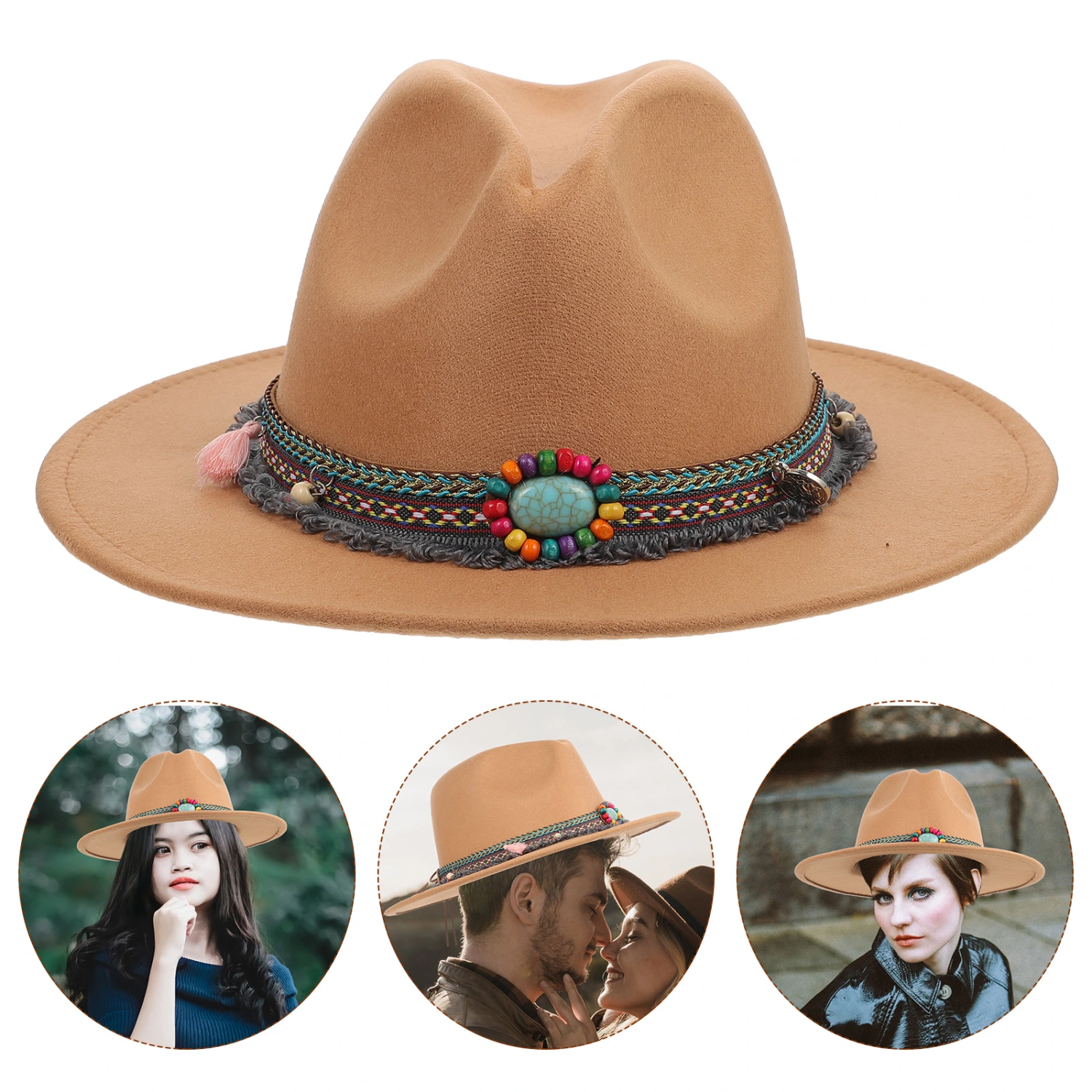 Ethnic Style Hat Retro Jazz Hat Fashion Sunshade Hat Decorative Cosplay Hat