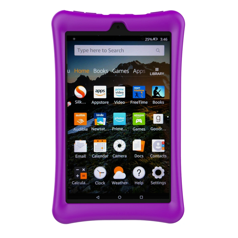 1pc Silicone Case Leather Case Drop Resistance Protective Bright Color Compatible for Kindle Fire HD8 2016 2017 Purple