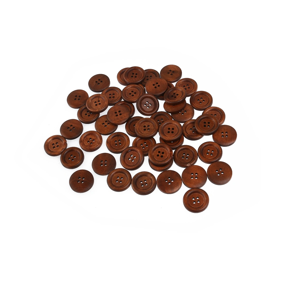 50pcs 25mm 4-hole Wooden Sewing Buttons