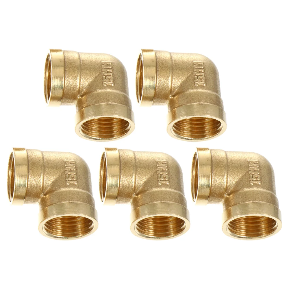 5pcs Elbow Pipe Fitting 90 Degree Elbow Coupling Pipe Fitting Connector (Golden)