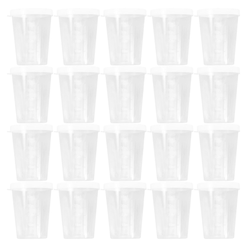 50pcs 50ml Measuring Cup with Lid Practical and Durable Plastic Measuring Cup