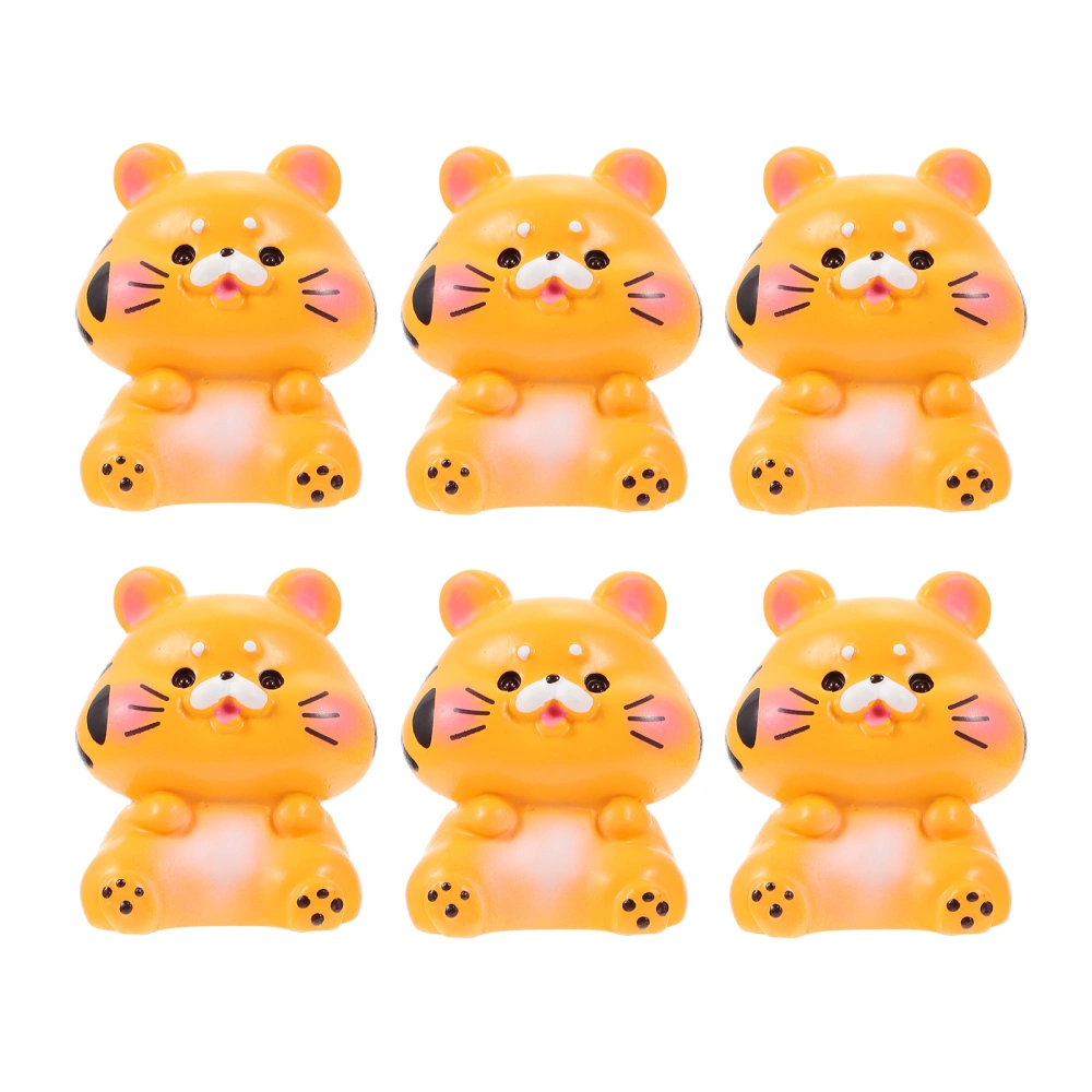 6pcs Tiger-shaped Flower Pot Ornaments Adorable Fairy Garden DIY Decoration