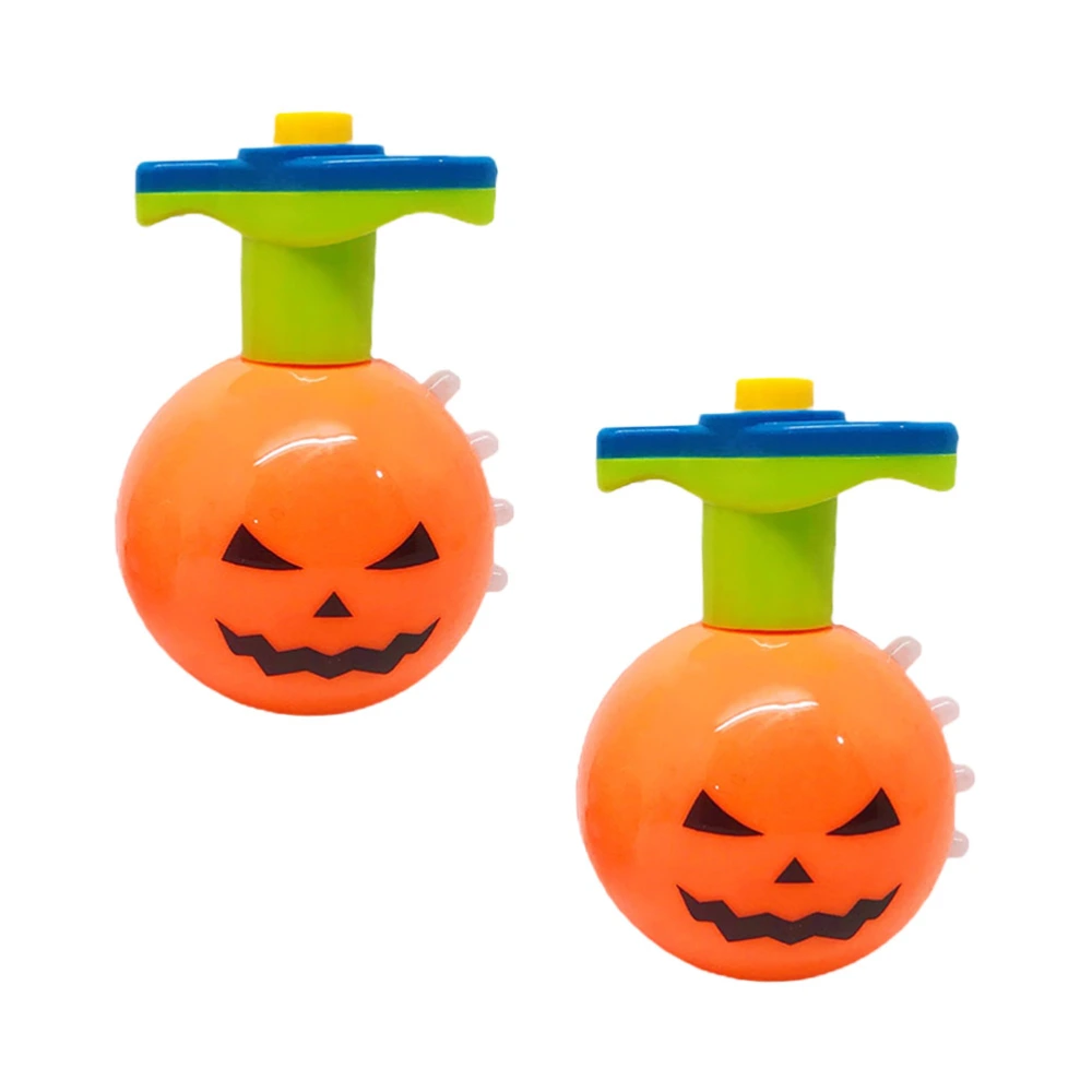 2Pcs Creative Pumpkin Design Flashing Tops Plastic Toys for Kids Orange