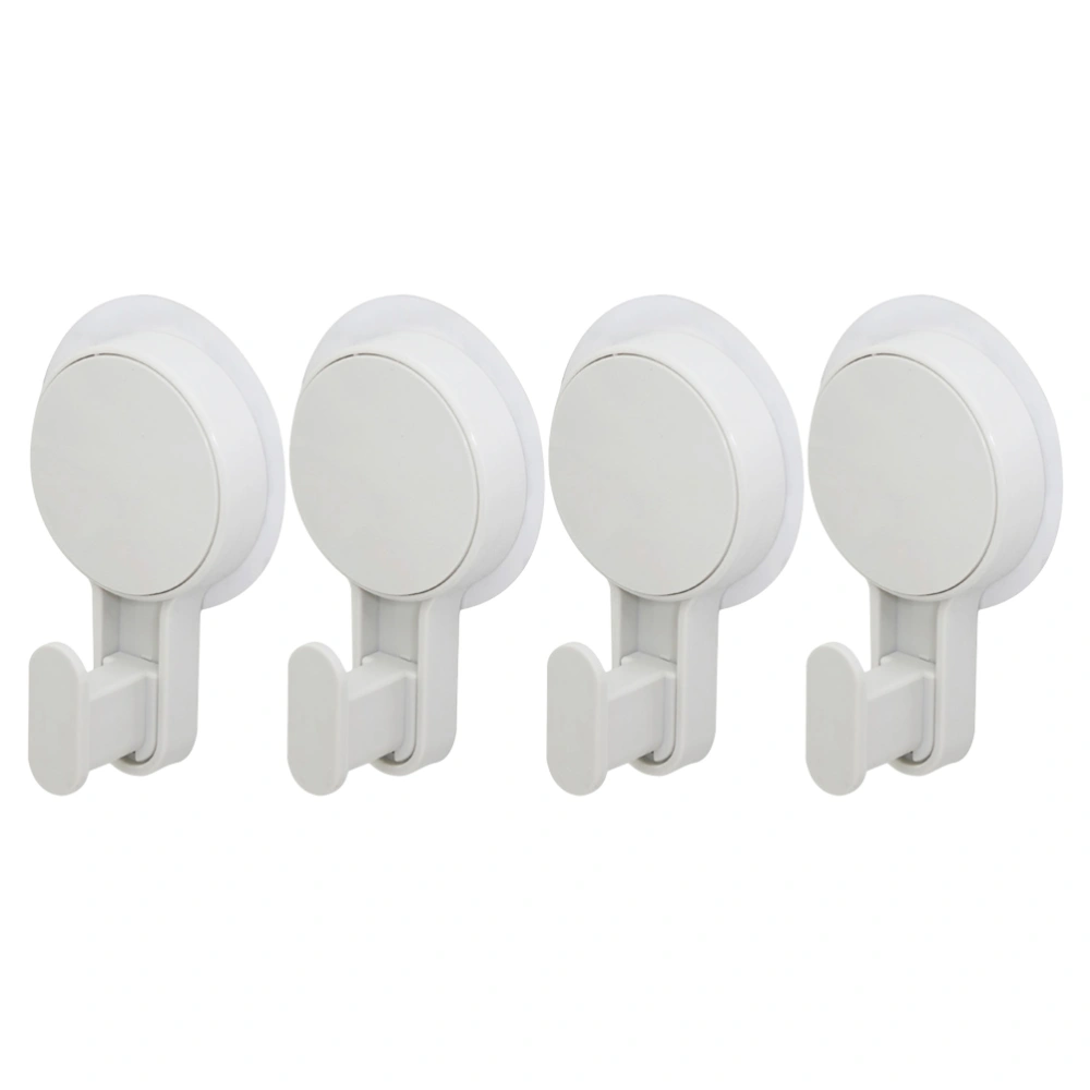 4 Pcs Suction Cup Hook Traceless Wall Mounted Hanger Waterproof Kitchen Bathroom Wall Hanging Rack Punch Free Wall Hanger for Bedroom Hallway Ivory White