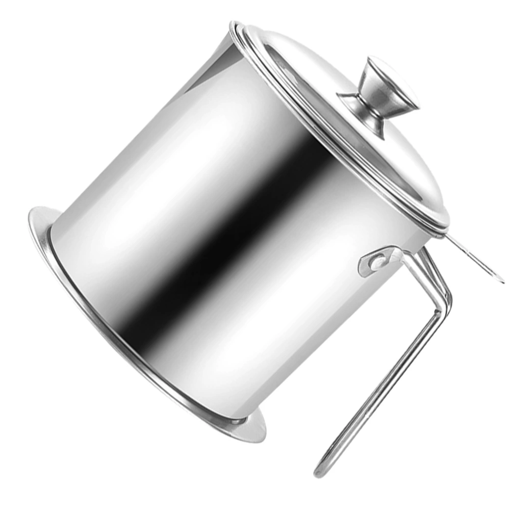 1pc 304 Stainless Steel Oil Strainer Pot Oil Strainer and Container (Silver)