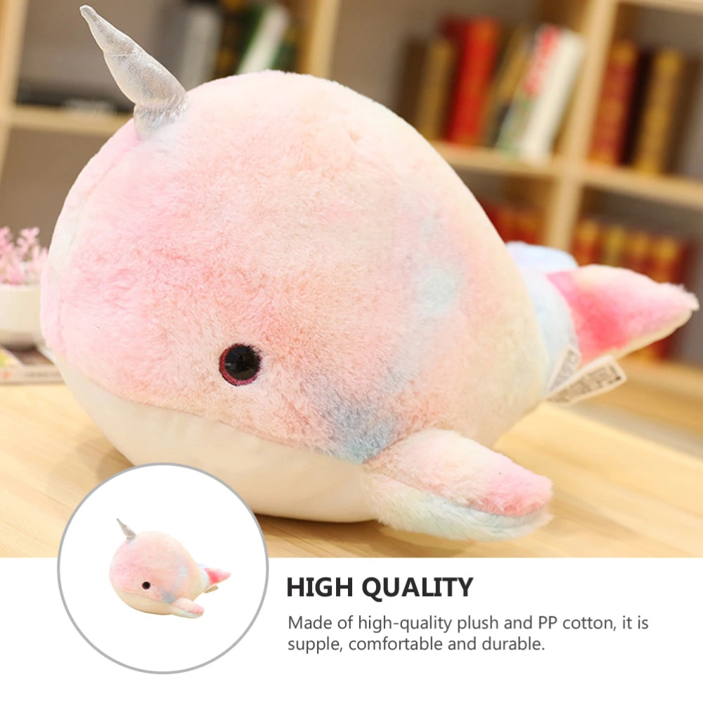 1Pc Lovely Narwhal Plush Toy Pretty Stuffed Animal Doll Present for Kids (Pink)