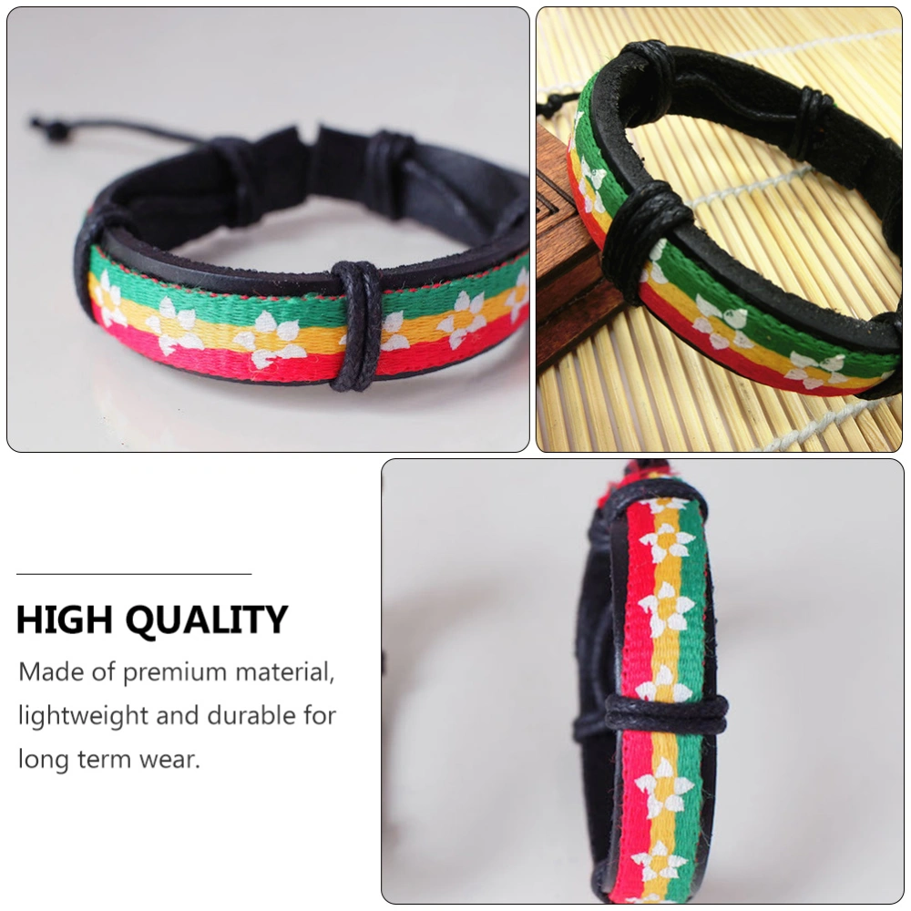 1Pc Jamaica Ethnic Style Bracelet Colorful Hand Strap Man Tricolor Wristband