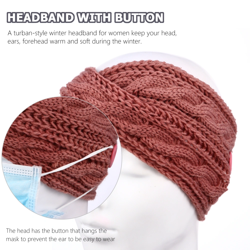 5Pcs Ear Warmer Headband Warm Headband with Button for Women (Random Color)