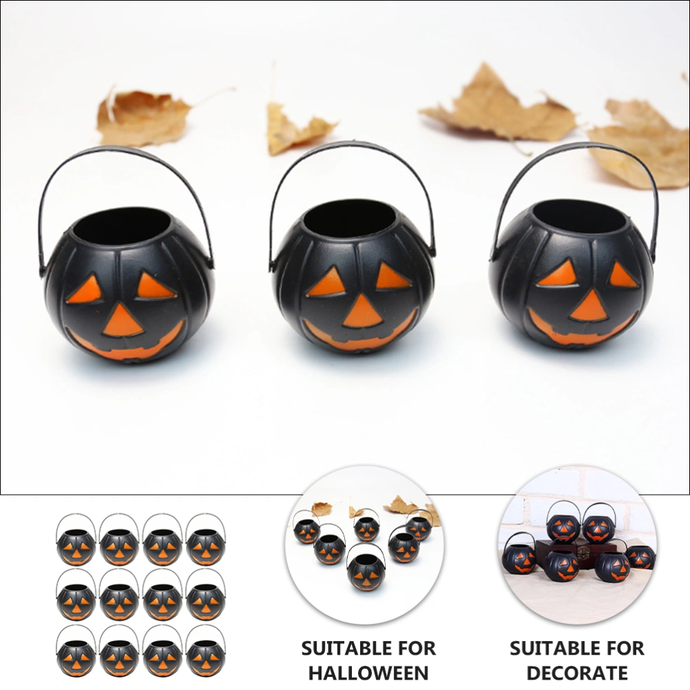 12psc Halloween Candy Buckets Pumpkin Candy Holder Pot Kids Trick Party Props