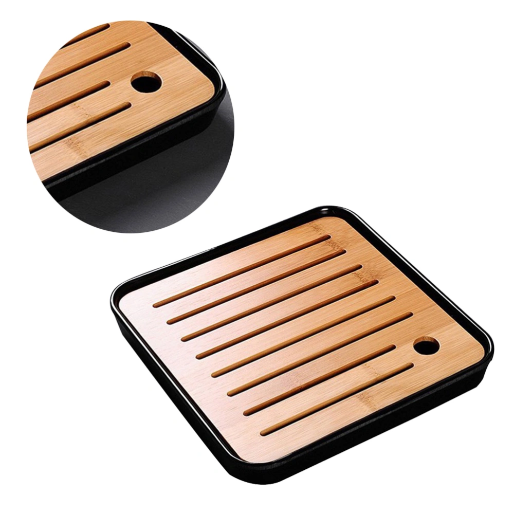 1pc Household Tea Cup Tray Bamboo Tray Japanese Style Melamine Tea Tray Hotel Travel Tea Set (Black)