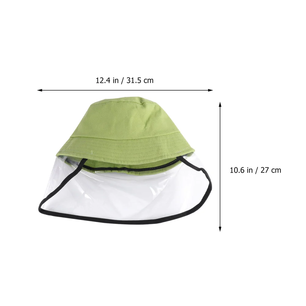 Light Green Windproof Kids Outdoor Fisherman Hat Dust-proof Protective Sun Protection Hat with Transparent Face Cover (Suitable for 2-8 Years Old Kids)