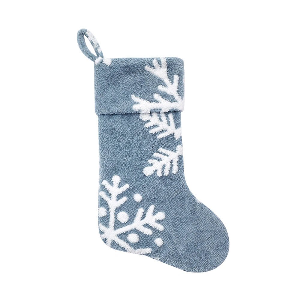 1Pc Christmas Snowflake Stocking Creative Sock Gift Hanging Sock Sky-blue