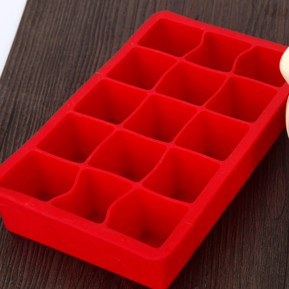 15 Cavities Ice Cube Cake Mold DIY Silicone Ice Brick Mould for Ice Jelly Cupcake Fondant (Red)