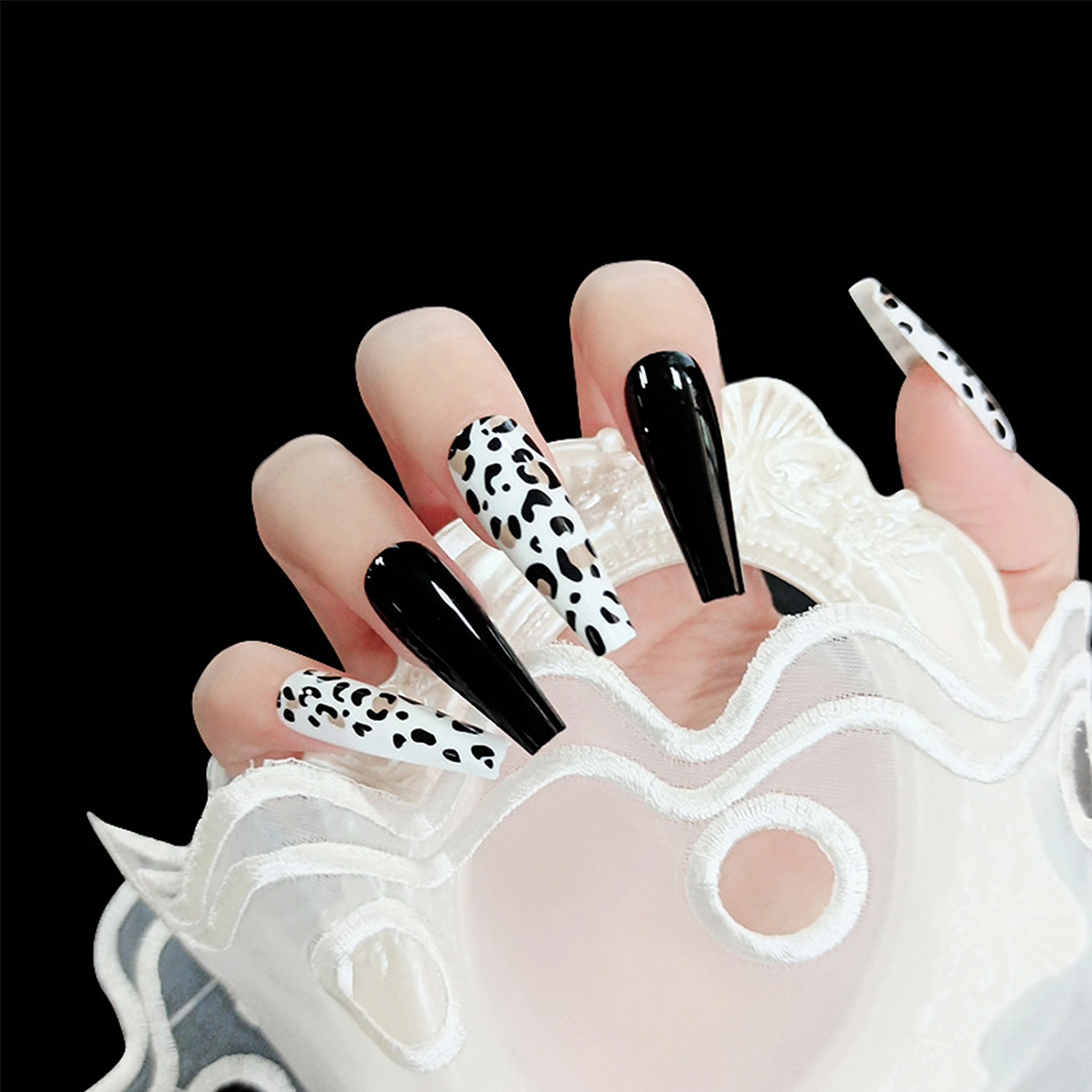 24pcs Long False Nails Full Cover Fake Nails Fancy Dress Nail for Women Girls