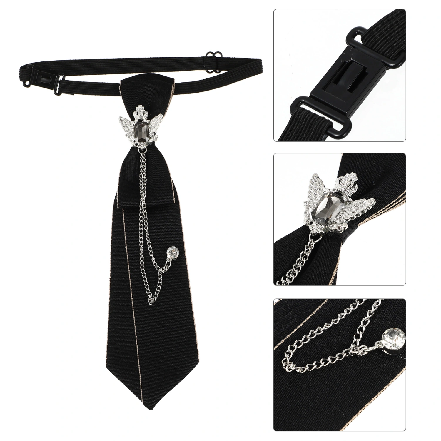 Polyester Pre-tie Neck Tie Exquisite Necktie Wedding Party Neck Tie for Women Men (Double-head Eagle Charm)