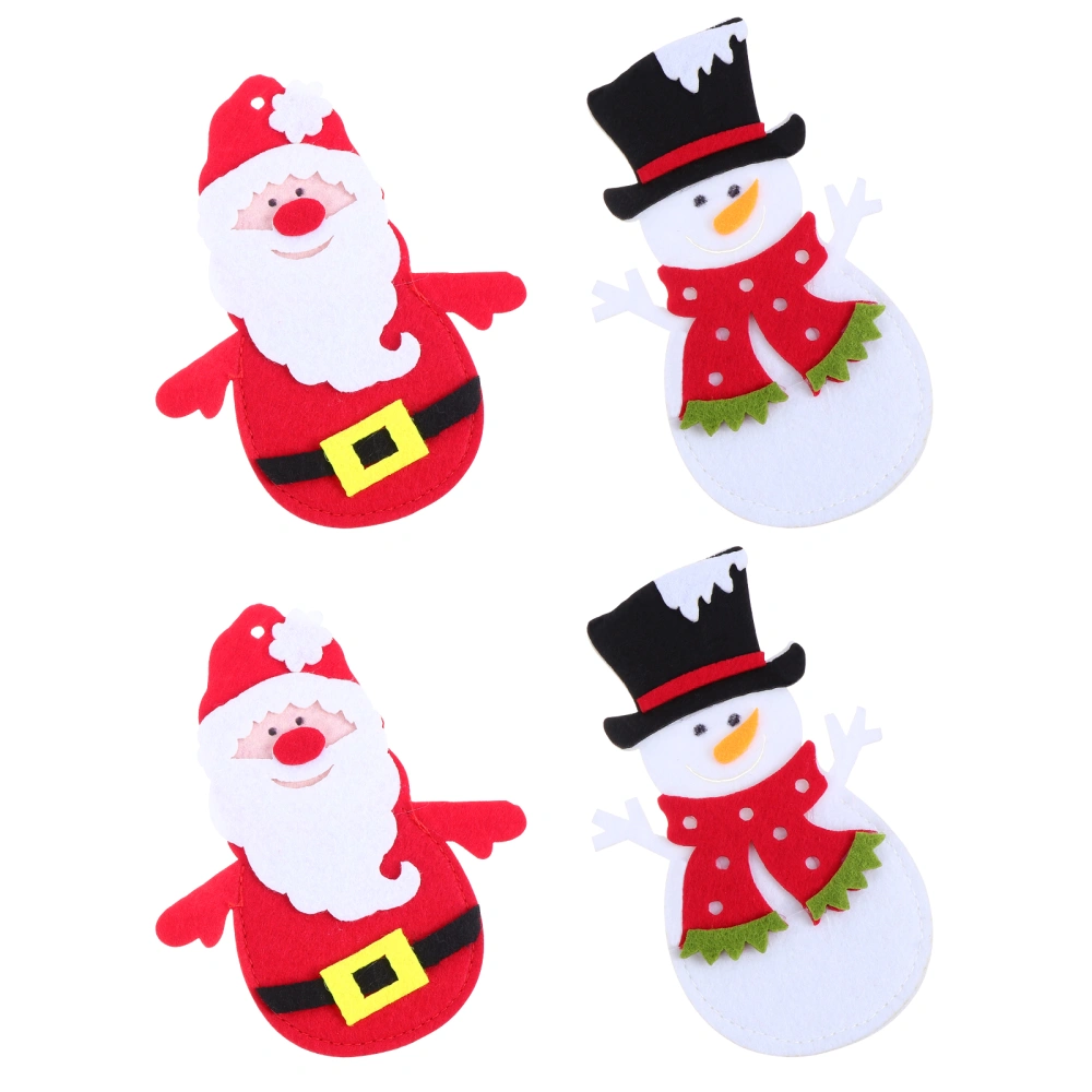 4 Pcs Felt Beautiful Silverware Bags Crafted Decors Cartoon Christmas Pendants