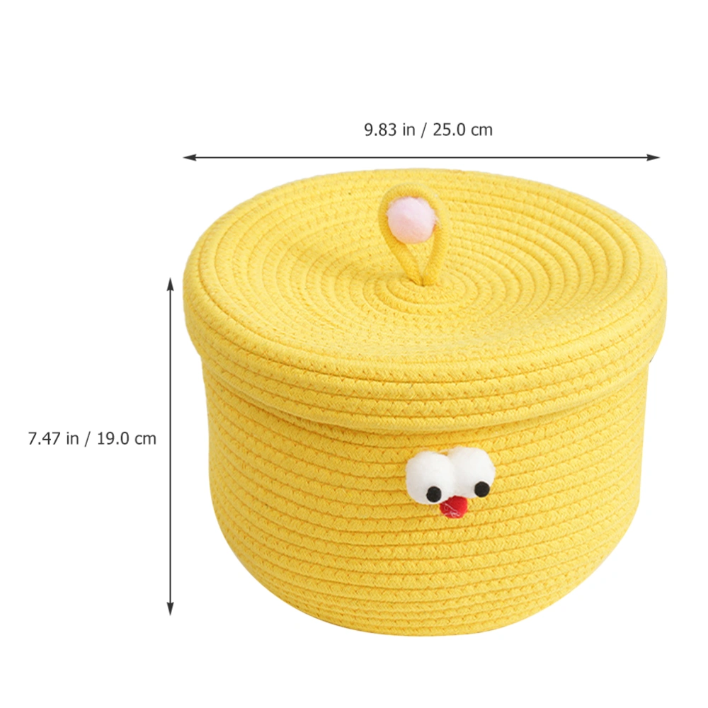 Cute Cotton Rope Basket Cotton Rope Storage Basket with Lid Desktop Sundries Organizer