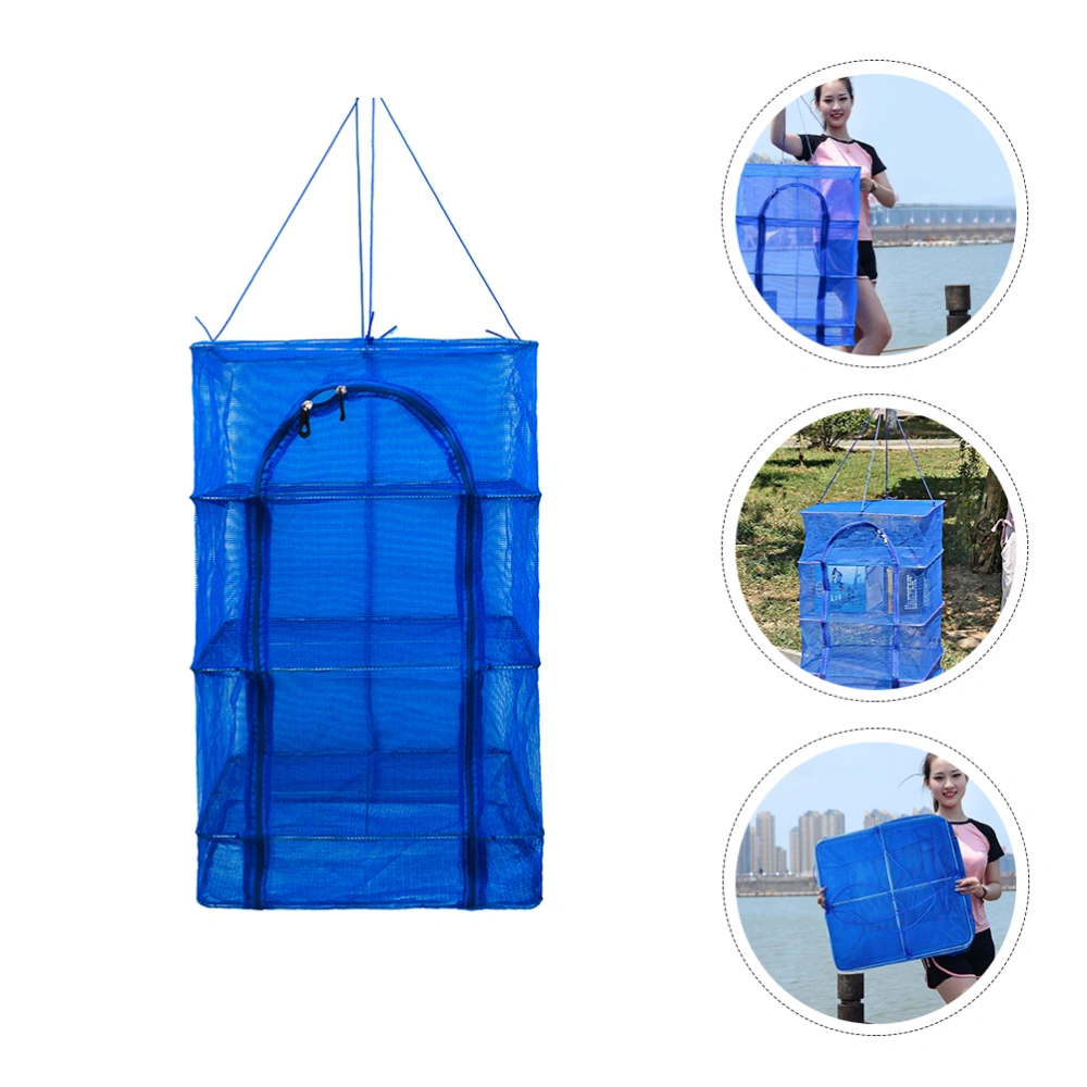 1Pc Folding Drying Net Fish Vegetable Drying Fish Clothes Basket Dryer (Blue)