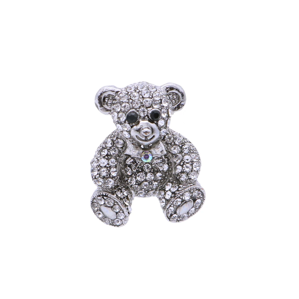 Bear Brooches Animal Rhinestones Brooch Pin Breastpin Jewelry Accessories Gift for Women Girls (Silver)