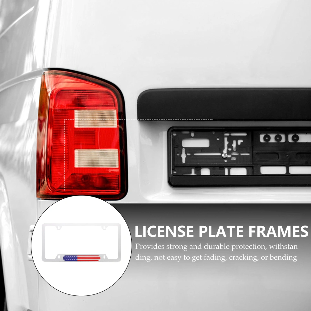 2pcs Car License Plate American Flag Decorative Frame Car License Frame Shield