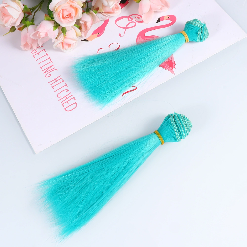 5 Pcs 15cm Heat Resistant Straight Hair Wig Handcraft DIY Doll Wigs Weft Hair Extensions for Home School Project (Medium Turquoise)