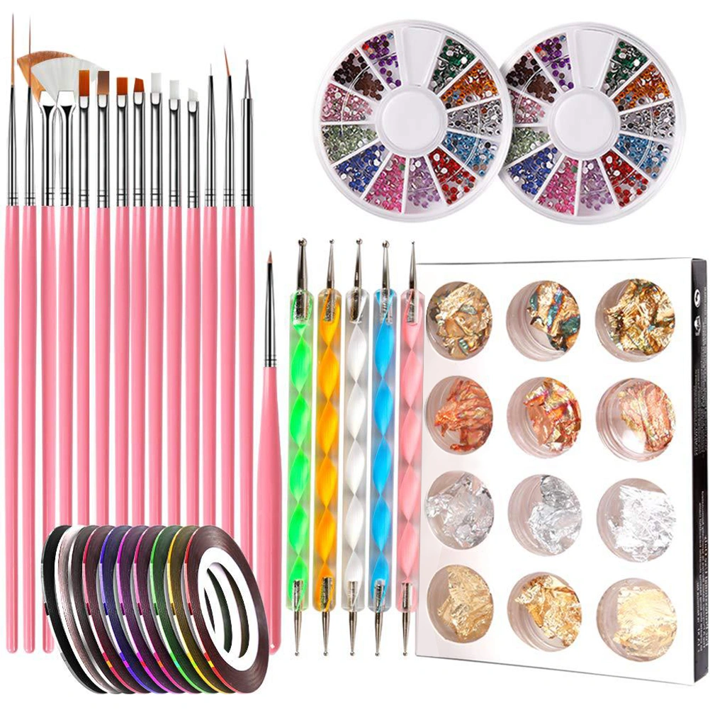 44pcs Nail Art Tool Kit Nail Accessories Art Kit Nail Art Brushes Pens Tape Set
