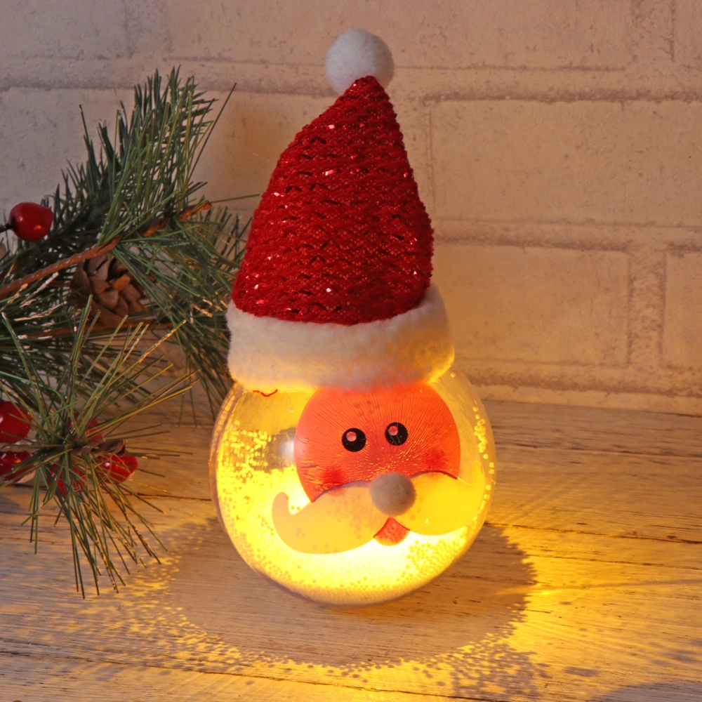 Christmas Tree Drop Ornaments Light Hollow Transparent Christmas Ball Xmas Pendant Hanging Decorations for Home and Store(with Hat Light and Santa Claus)