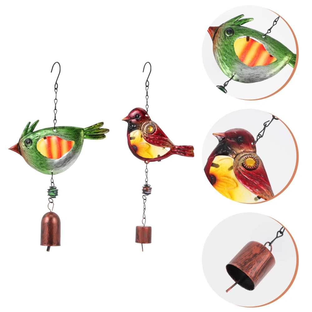 2pcs Iron Art Painted Bird Bell Pendant Decorative Bird Bell Hanging Peadant