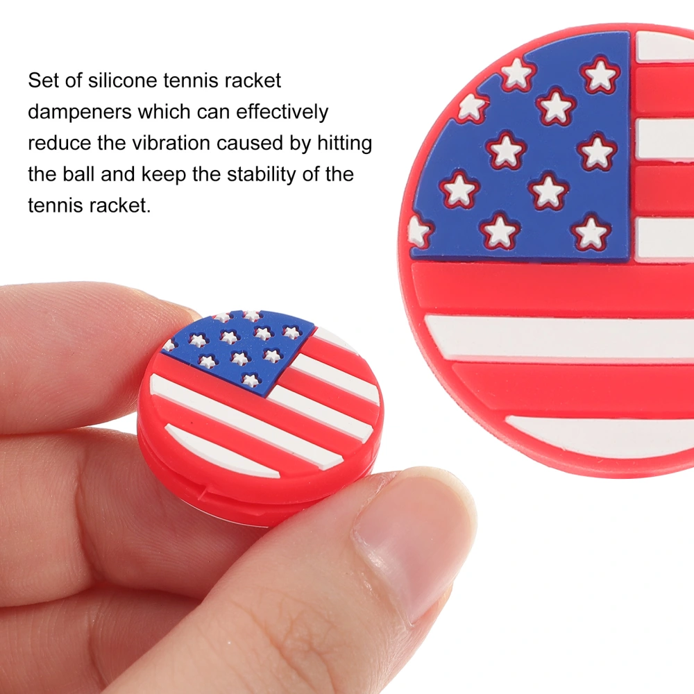 6PCS Silicone Tennis Racket Vibration Dampeners American Flag Tennis Racquet Absorbers Tennis Racket Strings Dampers for Players