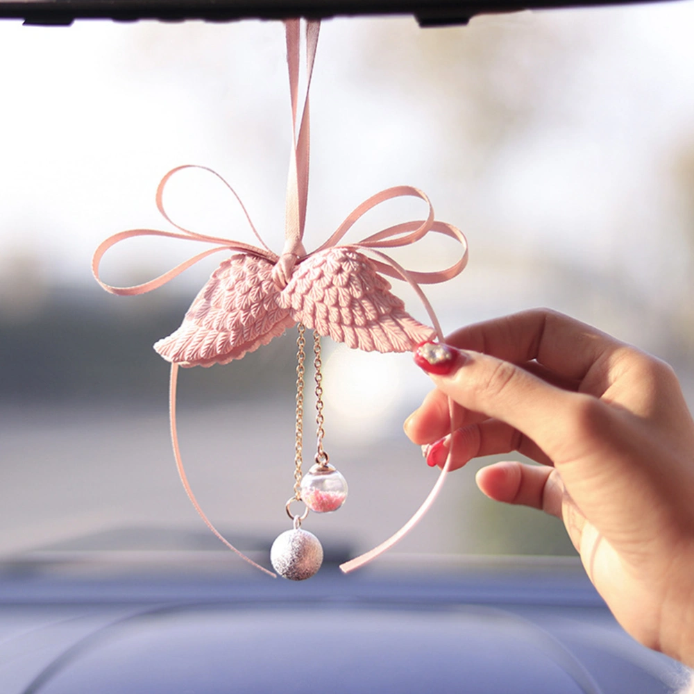 Car Rearview Mirror Pendant Angel Wing Air Freshener Perfume Pendant (Vanilla)