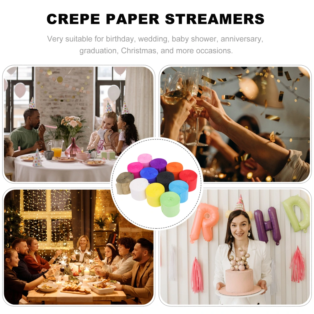 13 Rolls Crepe Paper Rolls Crepe Paper Streamer for Wedding Birthday Parties
