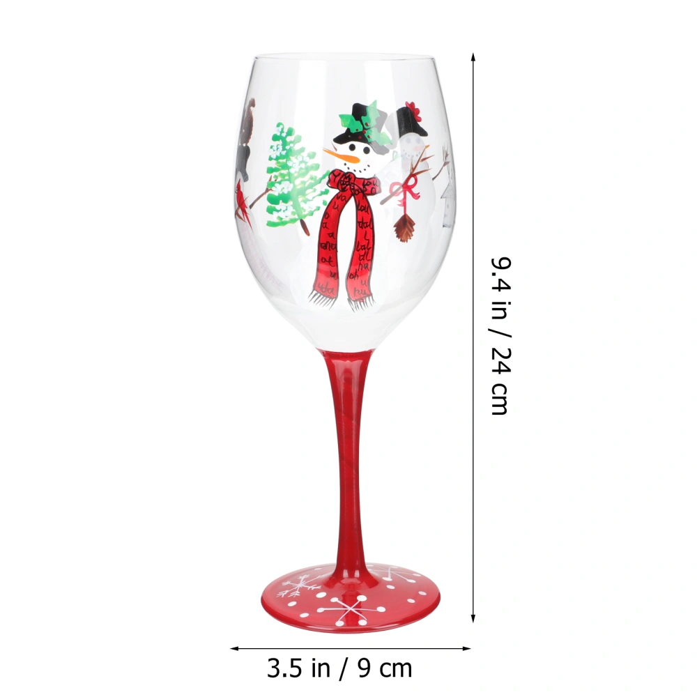 Christmas Themed Glass Cup Decorative Goblet Exquisite Xmas Pattern Cup Wine Glass