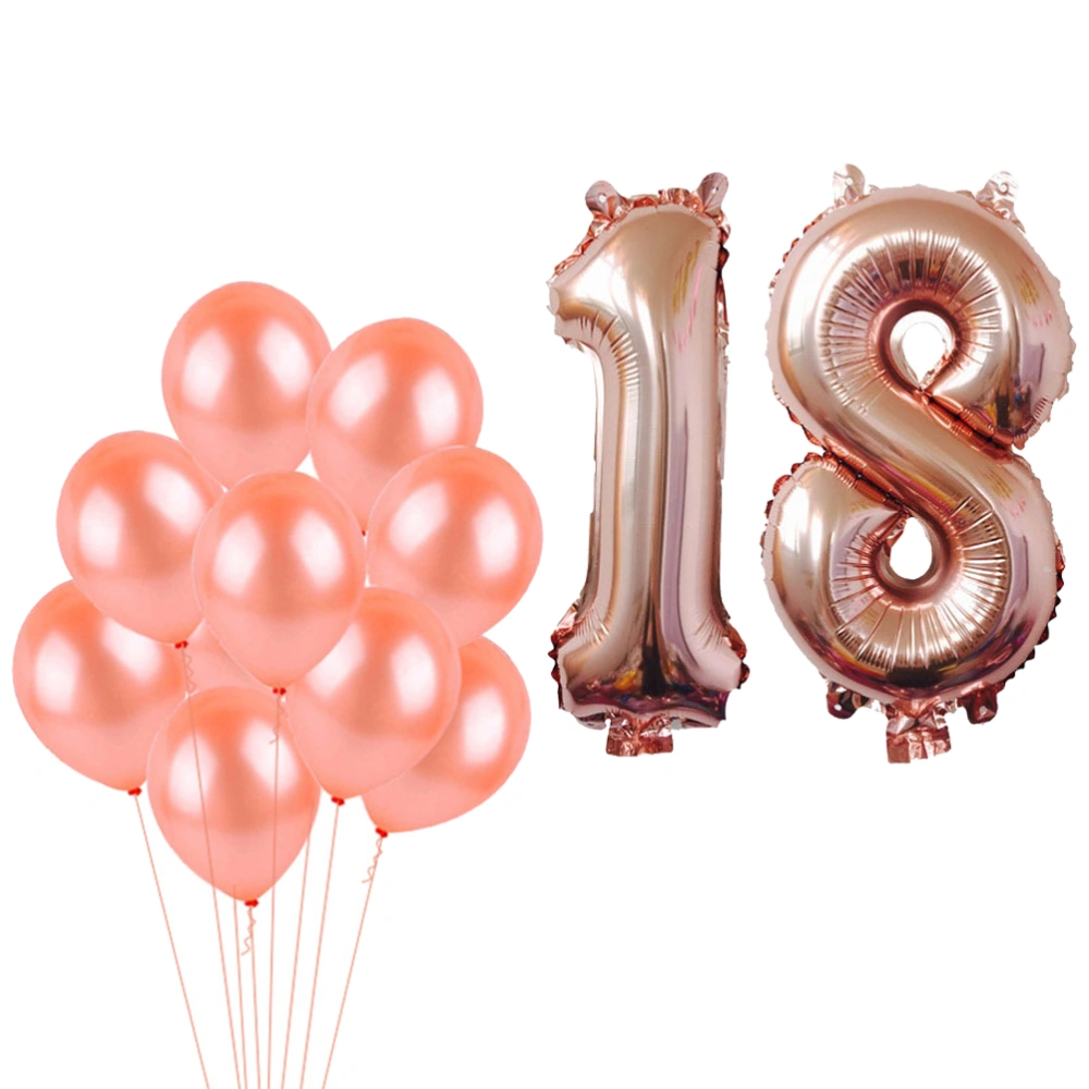 Party Balloons Set 32Inch Number 18 Aluminum Foil Metallic Mylar Balloon 12Inch Latex Rubber Balloons Decoration