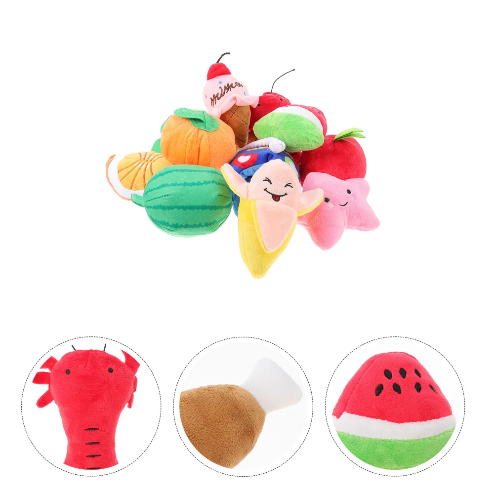 12pcs Creative Dog Flannel Playthings Pet Squeaky Playthings Adorable Dog Sound Toys