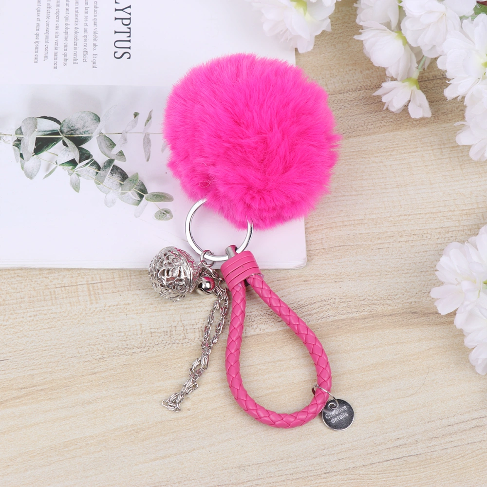 Plush Ball Keychain Fashion Keychain Accessory Hanging Key Rings Bag Pendant (Rosy)