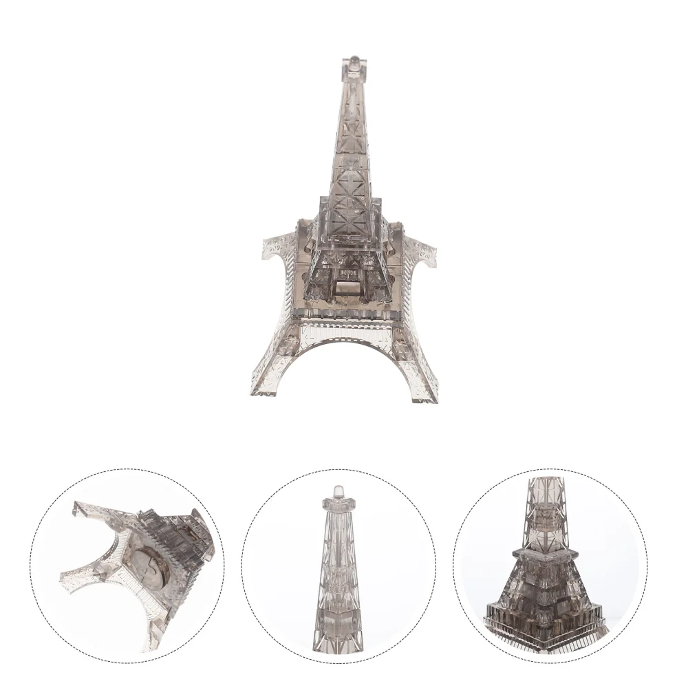 1 Set of Transparent Crystal Puzzle Eiffel Tower Model Decorative 3D Jigsaw