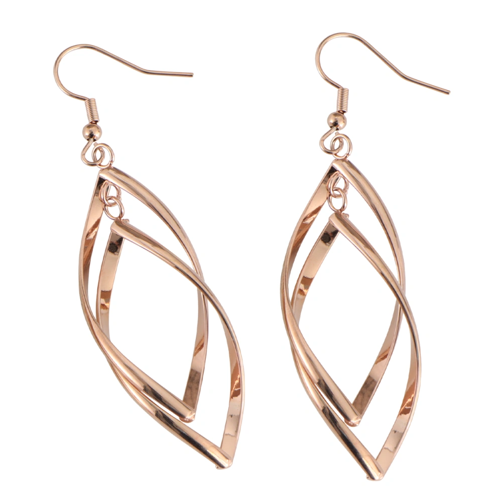 1 Pair of Titanium Steel Earrings Creative Solid Geometry Rhombus Eardrops Stylish Elegant Ear Jewelry for Women Ladies (Rose Gold)