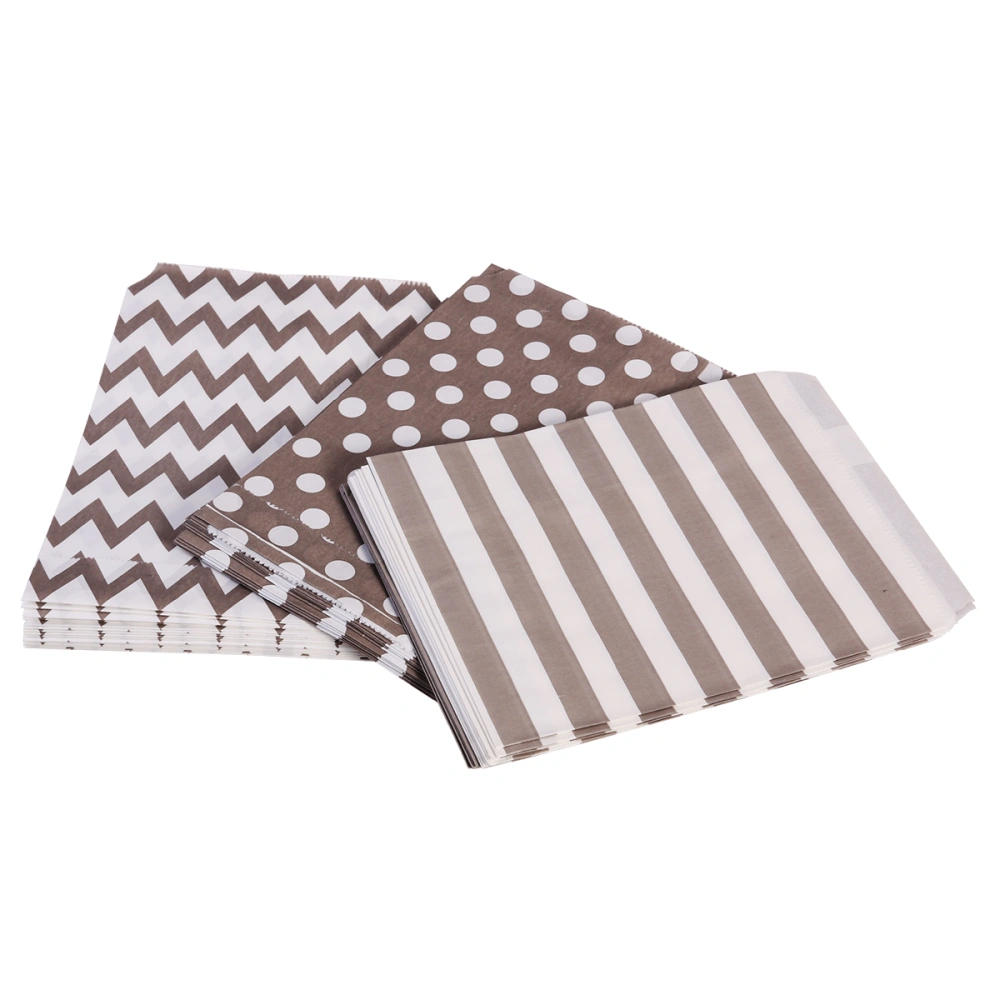 48pcs Striped Polka Dot Chevron Wedding Candy Bar Bags Party Gift Bags Paper Bag (Grey)