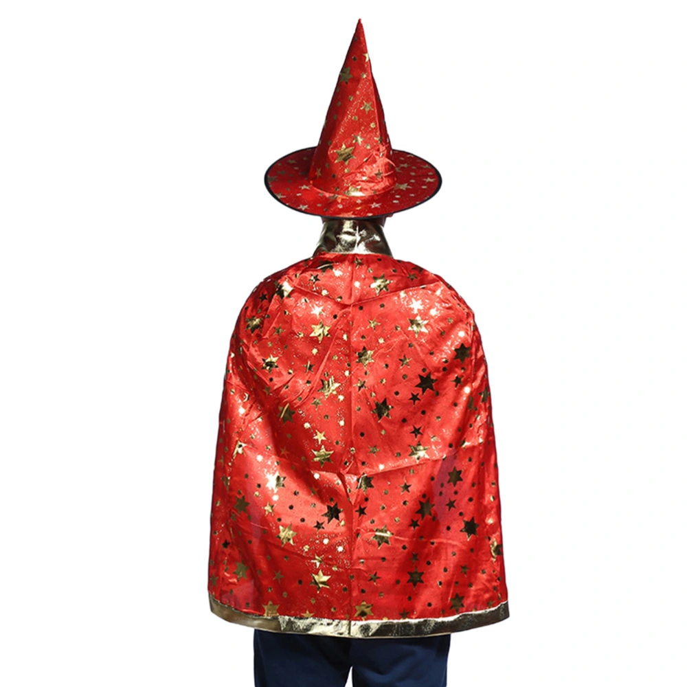 80cm Kids Halloween Party Cloak Cosplay Cloak and Hat Kids Dance Party Stage Performance Costume (Red)