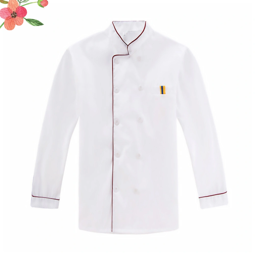 Uniforms Kitchen Cook Anti-splash Work Clothes Chef Clothes for Restaurant Bar Hotel Outdoor Barbecue (Red Embossed Long Sleeve Size M)