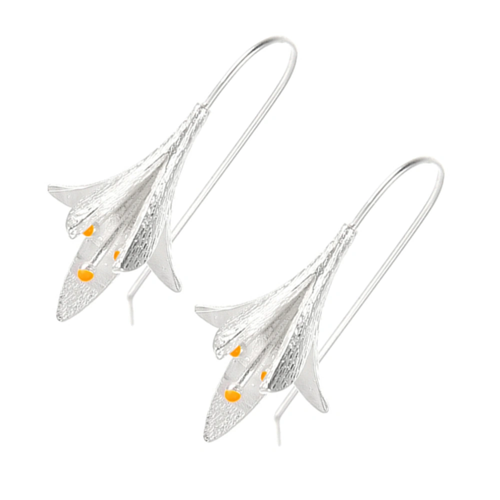 Vintage Silver Minimalist Elegant Orchid Earrings Temperament Lotus Ear Line Long Earrings for Women