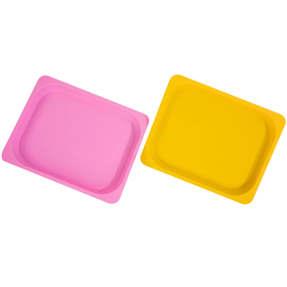 2pcs Sqaure Storage Trays Plastic Serving Trays Food Storage Plates Fruit Dessert Tray for Home Shop School Random Color