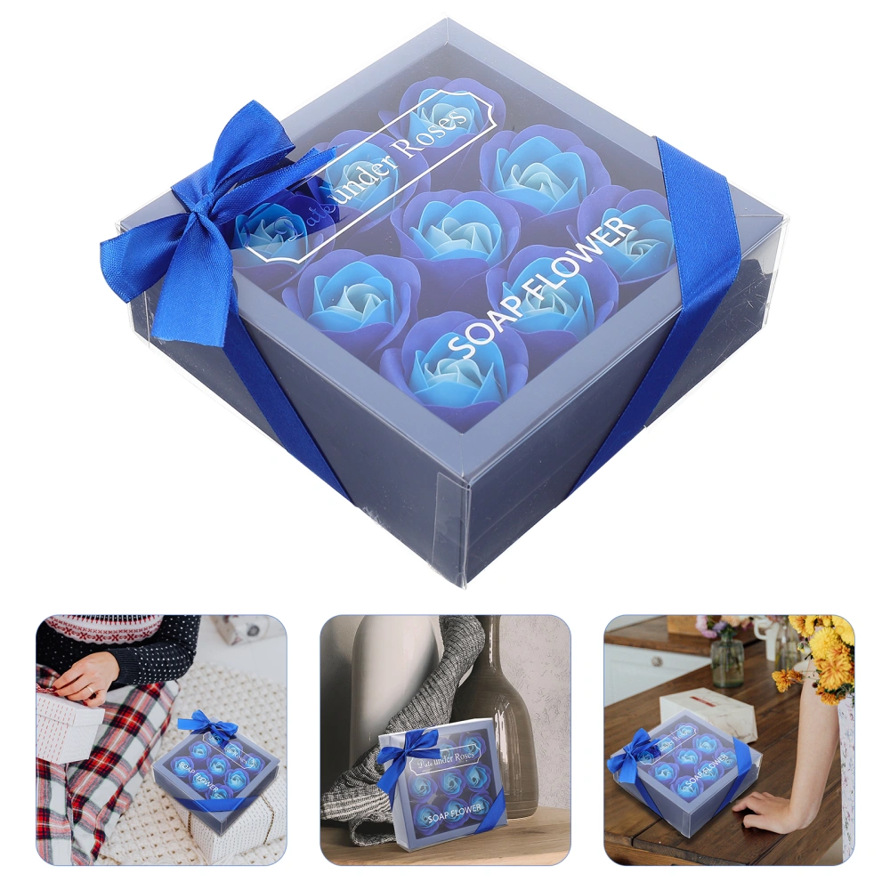1 Box Blue Rose Soap Gift Romantic Flower Soap for Birthday Valentin's Day