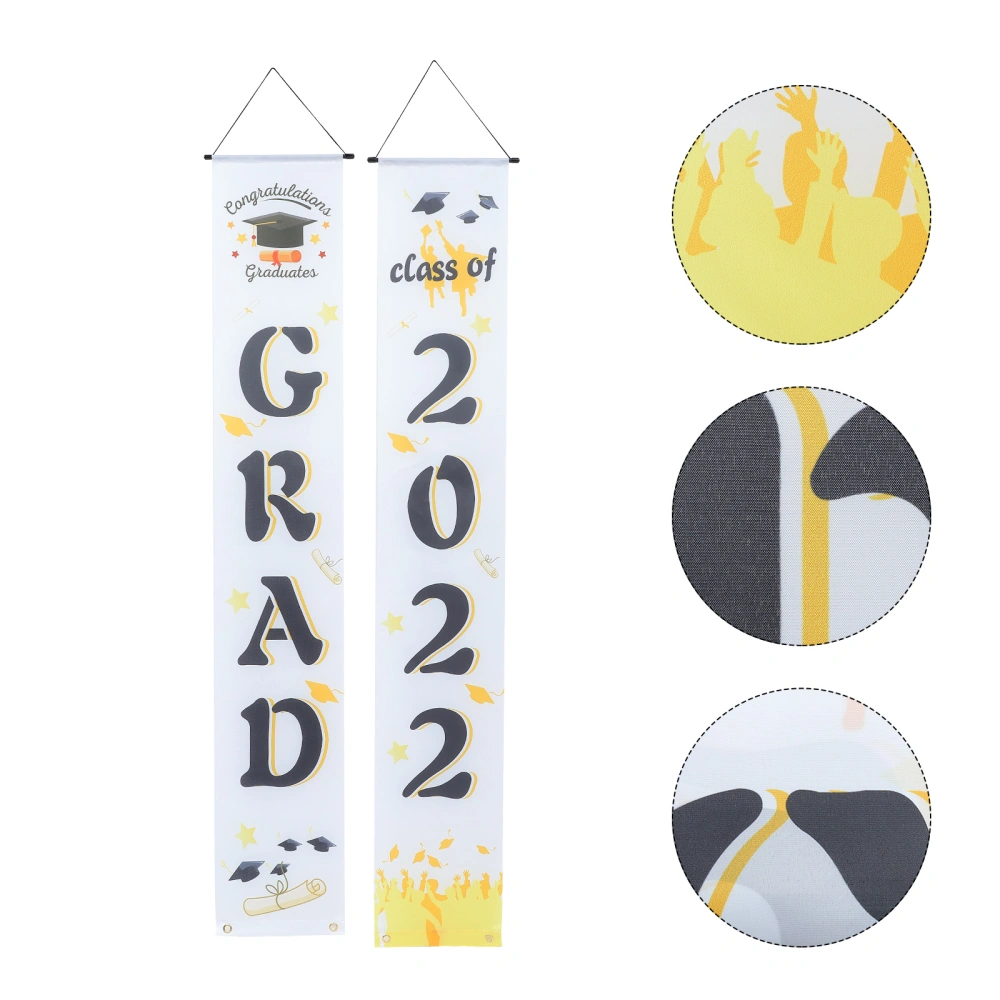 1Pair Graduation Couplet Door Curtain Home Door Hanging Banner Chic Door Decor