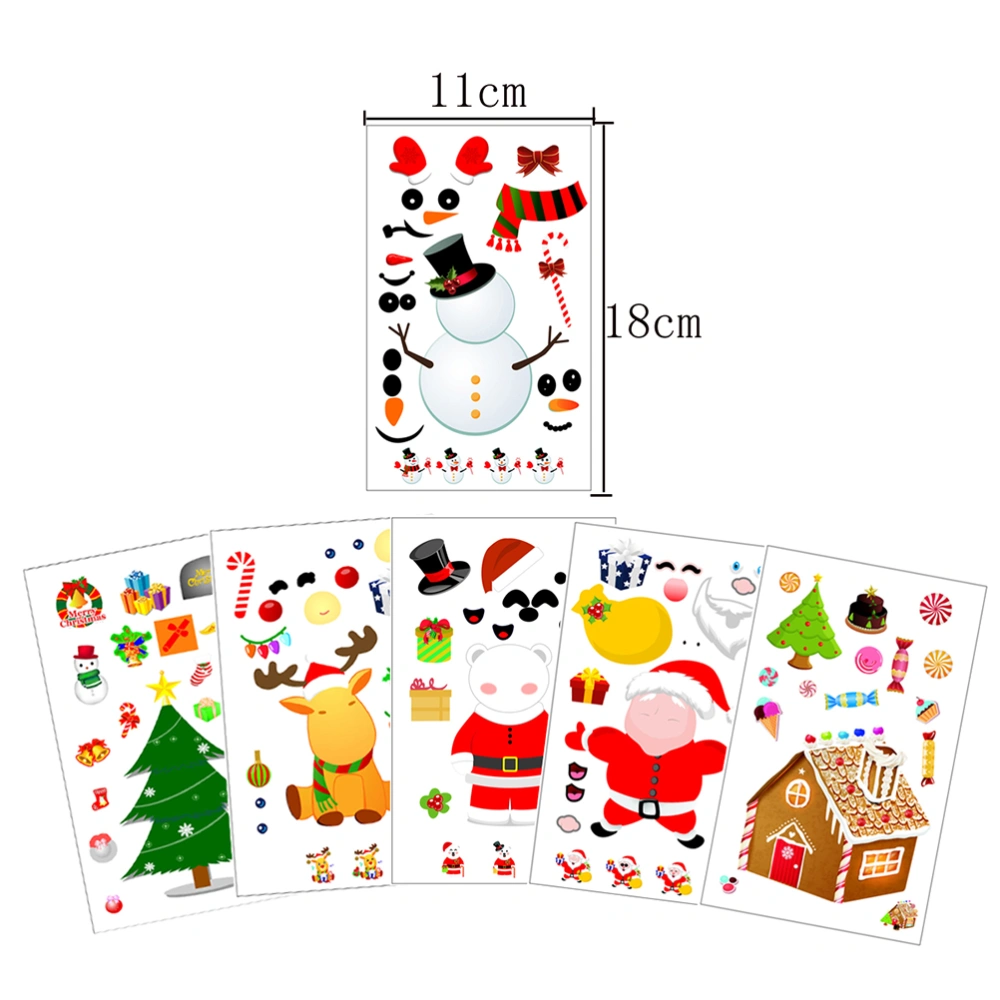 24pcs Christmas Face Sticker Creative DIY Sticker Beautiful Decals for Home Car Shop (6 Style, 4 Pieces Each Style)