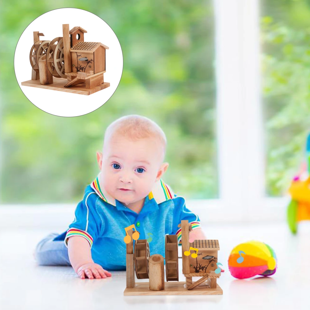 1 Pc Wooden Wind-up Toy Waterwheel Modeling Musical Toy Handicraft Decoration